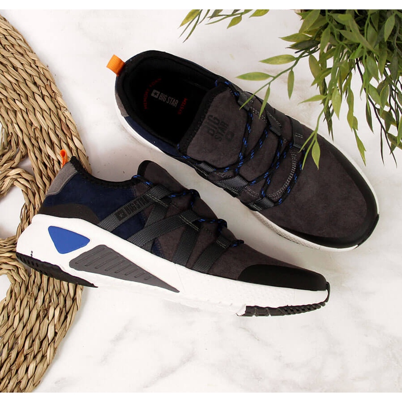 Sapatos esportivos de couro cinza Big Star II274309 2