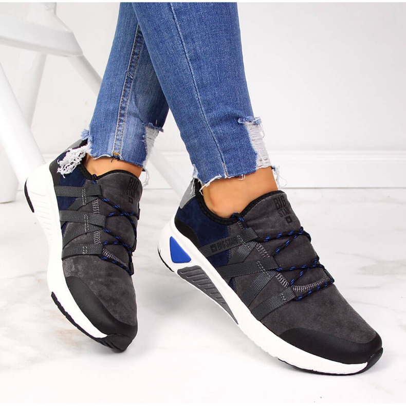 Sapatos esportivos de couro cinza Big Star II274309 1