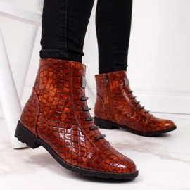 Botas castanhas Croco para mulher com isolamento castanho Filippo 2