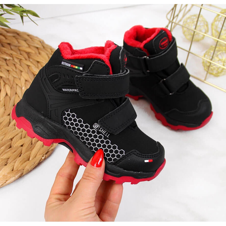 Botas de neve de menino pretas com velcro à prova de água American Club preto 1