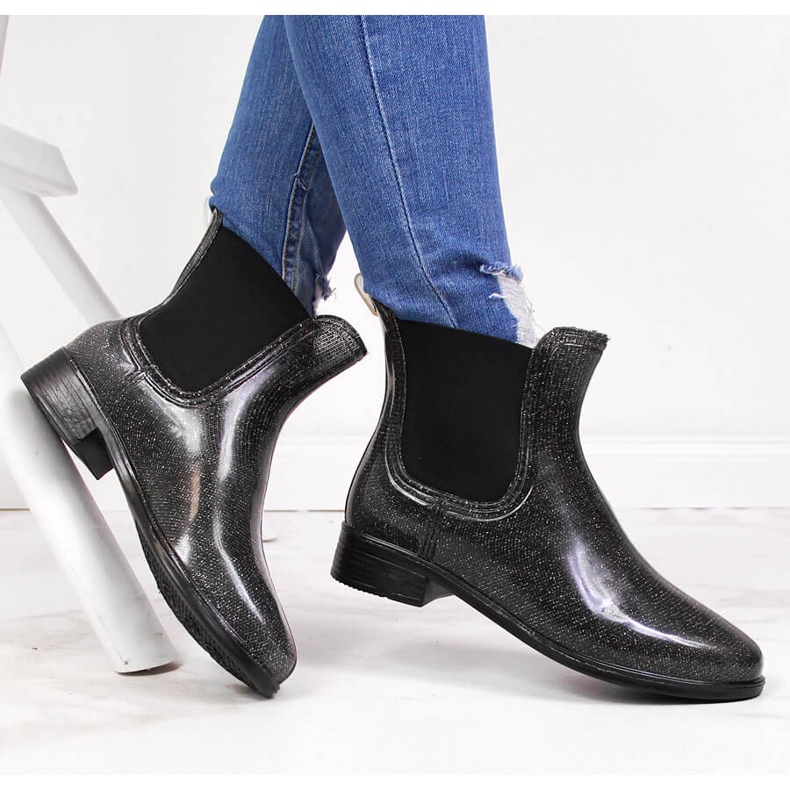 Galochas femininas pretas e prateadas, pretas e prateadas T.Sokolski preto prata 1