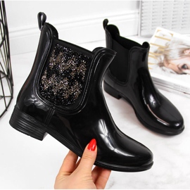 T.Sokolski Galochas femininas Botas Jodhpur com zircônias cúbicas pretas T. Sokolski preto 2