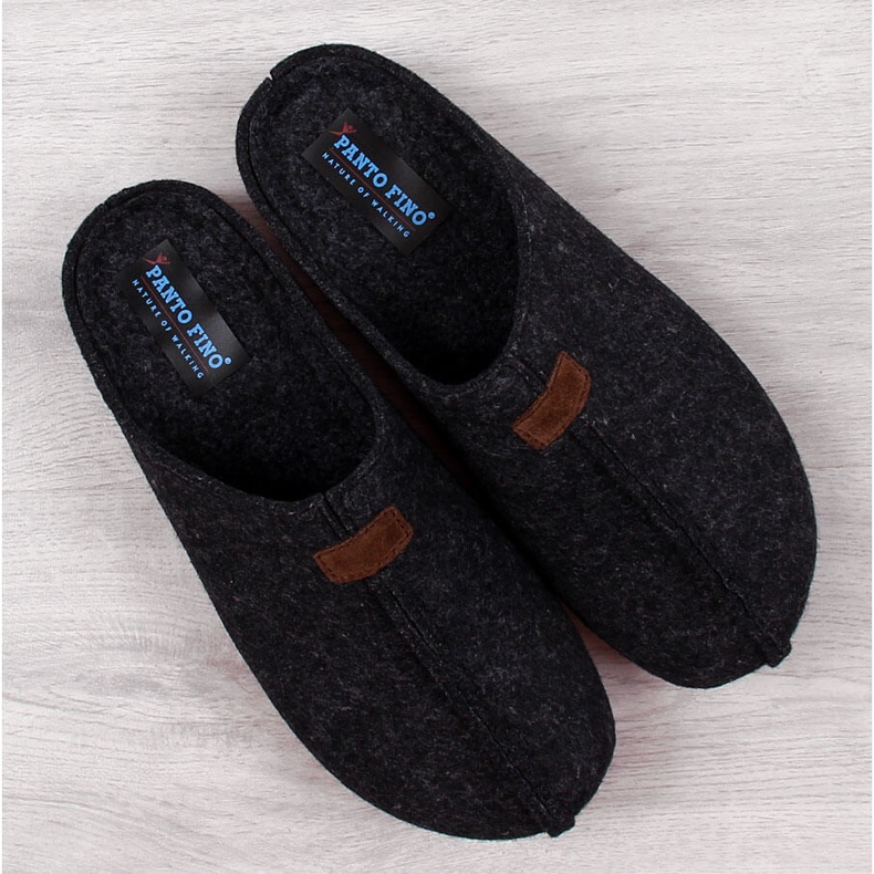 Chinelos masculinos de feltro preto Panto Fino II167010 1