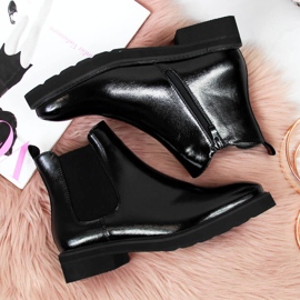 Botas Chelsea pretas lacadas pretas Sergio Leone com isolamento preto 2 Botas Chelsea pretas lacadas pretas Sergio Leone com isolamento preto 2