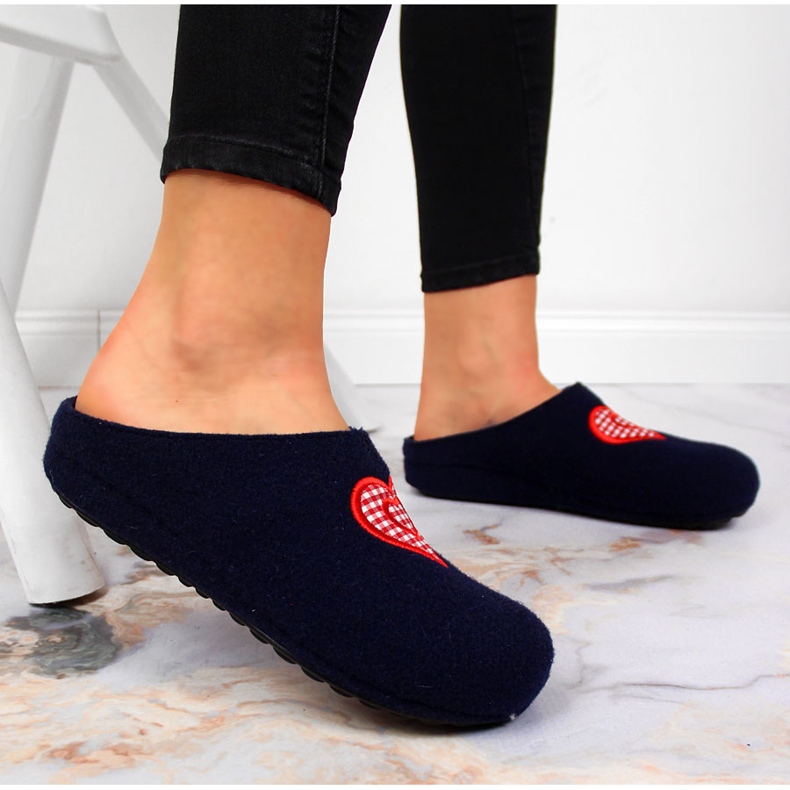 Chinelos femininos de feltro azul marinho Panto Fino azul-marinho 2