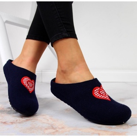 Chinelos femininos de feltro azul marinho Panto Fino 1