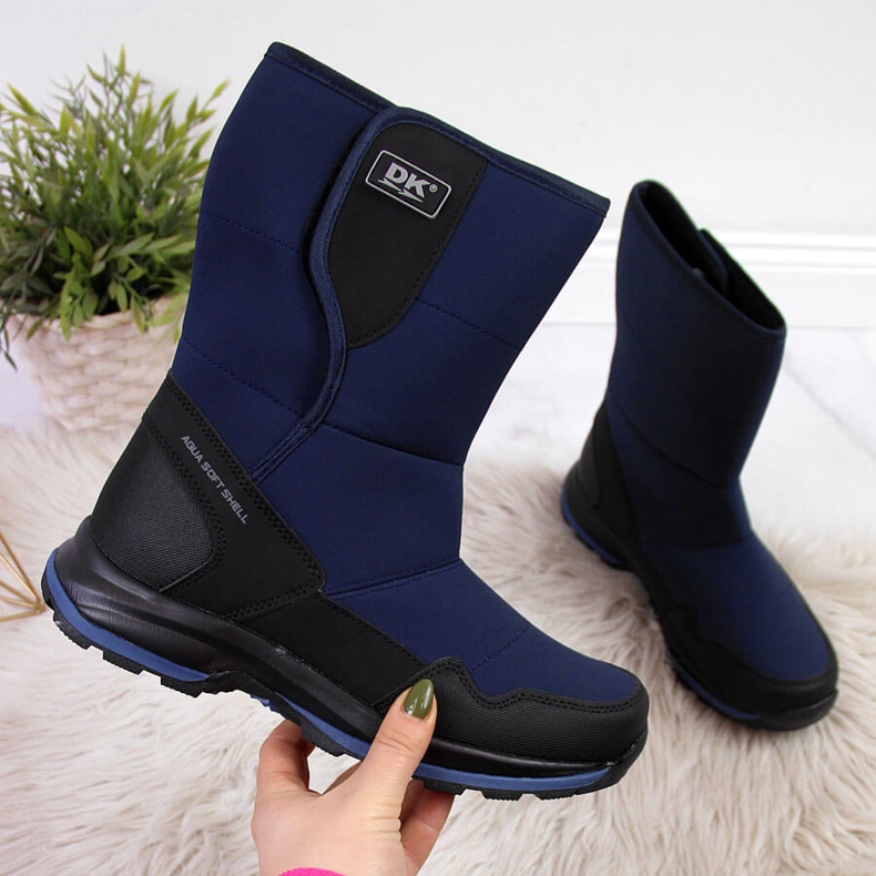 Botas de neve impermeáveis ​​de mulher com velcro azul marinho DK 2