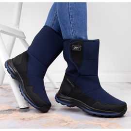 Botas de neve impermeáveis ​​de mulher com velcro azul marinho DK 1
