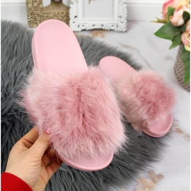 Chinelos femininos com pelo roxo claro Msmg 2