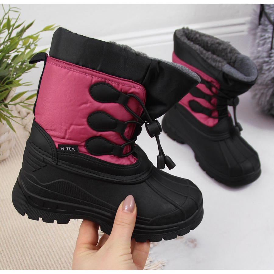 Botas de neve infantil isoladas rosa Gallop preto KeeShoes
