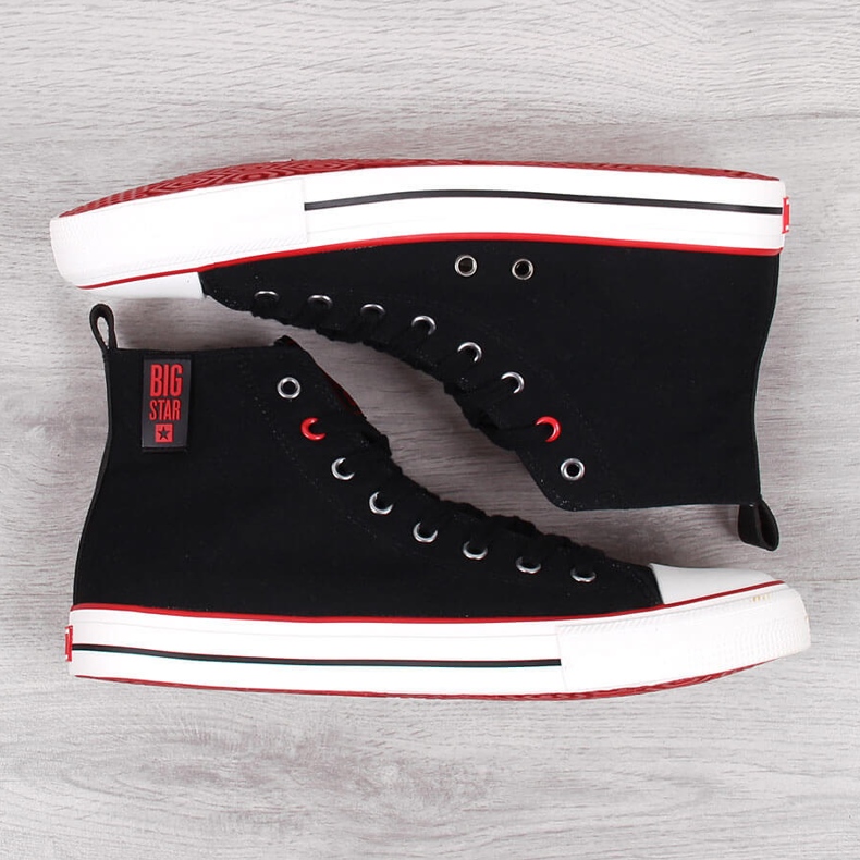 Tênis masculino têxtil preto de cano alto Big Star JJ174065 2