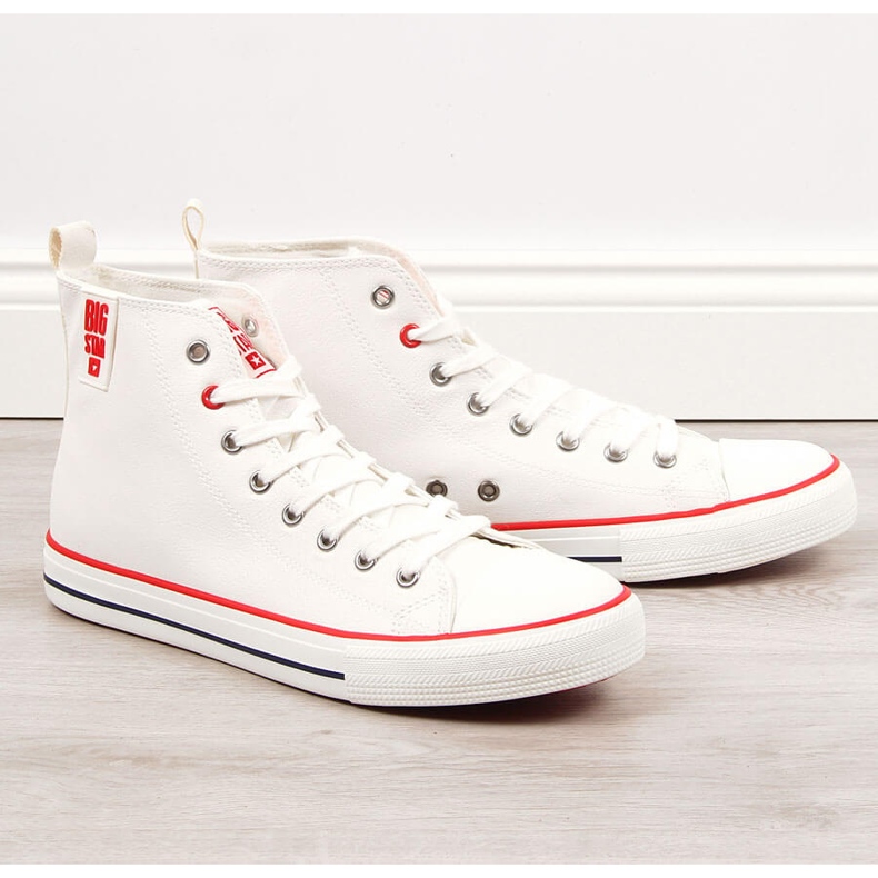 Tênis cano alto branco de couro ecológico de homem Big Star JJ174071 1