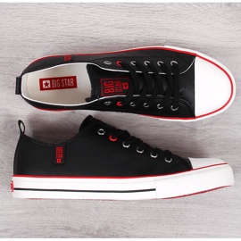 Tênis cano baixo preto de couro ecológico Big Star JJ174068 2