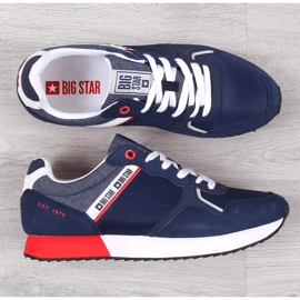 Sapatos esportivos masculinos de couro azul marinho Big Star JJ174146 1