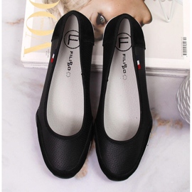 Bailarinas femininas de couro preto vazado Filippo 1