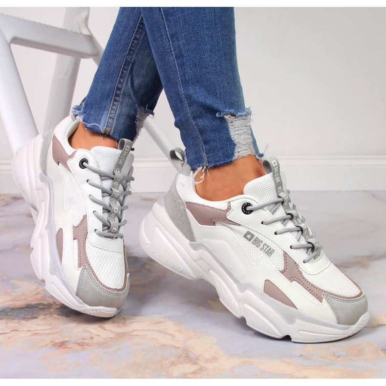 Calçado esportivo feminino na plataforma branca Big Star HH274255 branco multicolorido 1