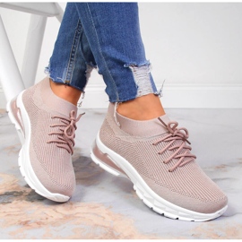 Sapatos esportivos femininos, meias, Potocki rosa sujo 1