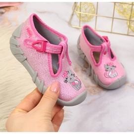 Chinelos de menina para jardim de infância rosa e cinza Befado 1