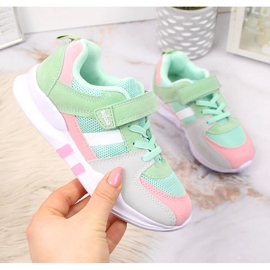 Sapatos desportivos de menina com velcro Mint Befado rosa cinza verde 1