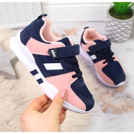 Sapatilhas desportivas Grenade Befado para menina com velcro azul marinho rosa 1