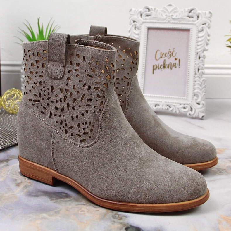 Botas de cunha de mola de mulher aberta Filippo cinza 2