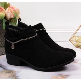 Botas Filippo de mulher negra com corrente preto 2