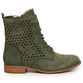 Botas femininas de primavera, Jezzi verde-oliva vazado 1