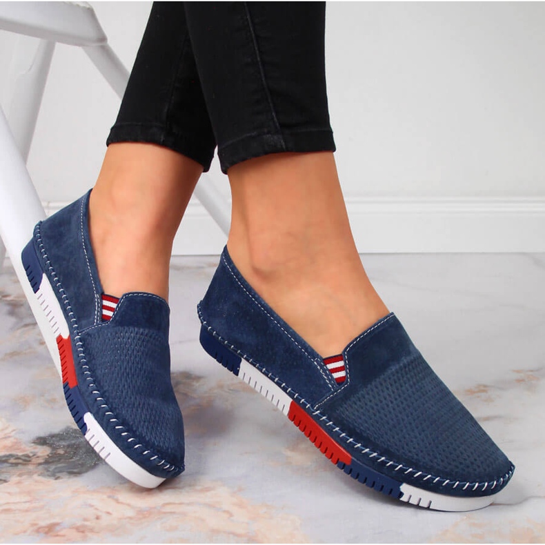 Sapatos de couro feminino confortáveis ​​Artiker azul marinho azul-marinho 1