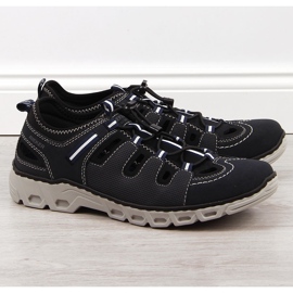 Sapatos de couro azul marinho para homens Rieker 14507-14 1