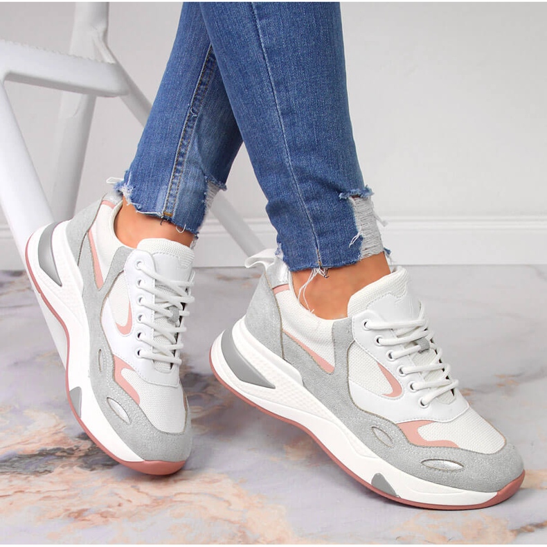 Tênis esportivo feminino Vinceza branco cinza multicolorido 1