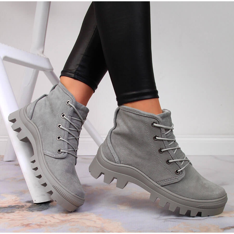 Bota sapatilha feminina de couro Filippo cinza 1