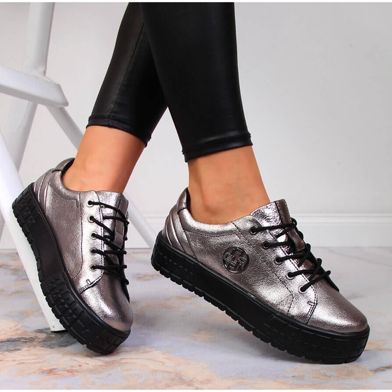 Sapatos femininos de couro prata Filippo prata 1