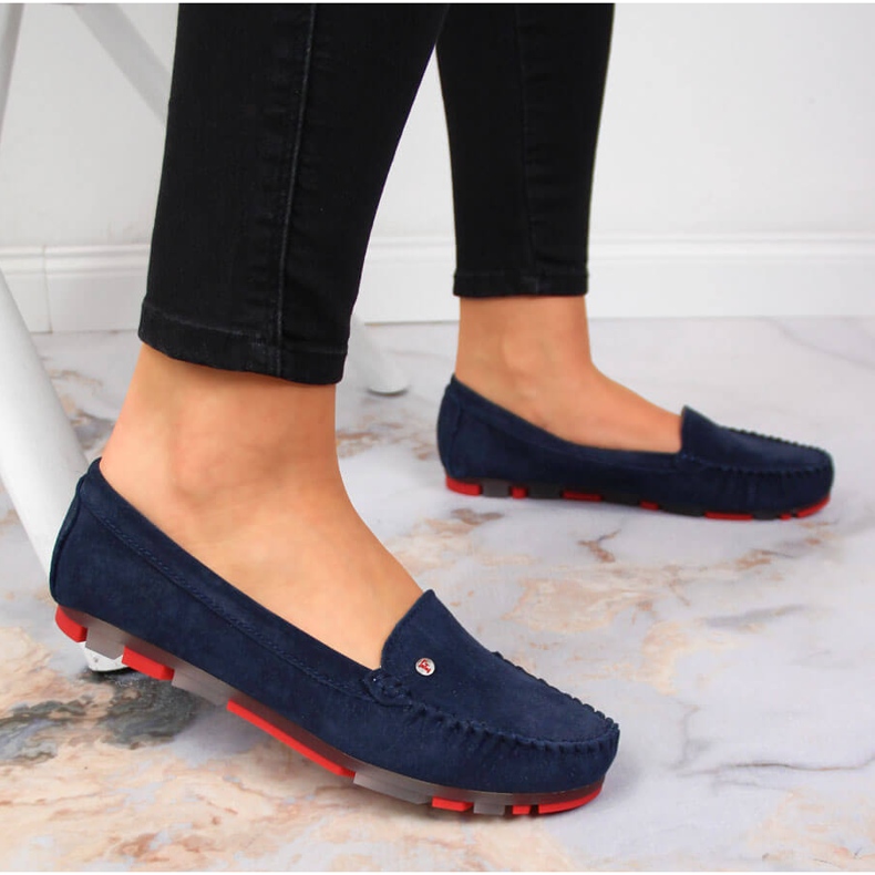 Mocassins de pele de camurça azul marinho para mulher Filippo 2