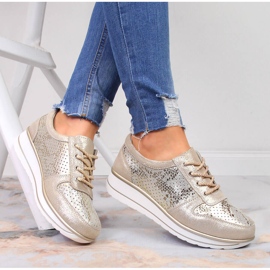 S.Barski Tênis feminino de couro dourado S. Barski 1