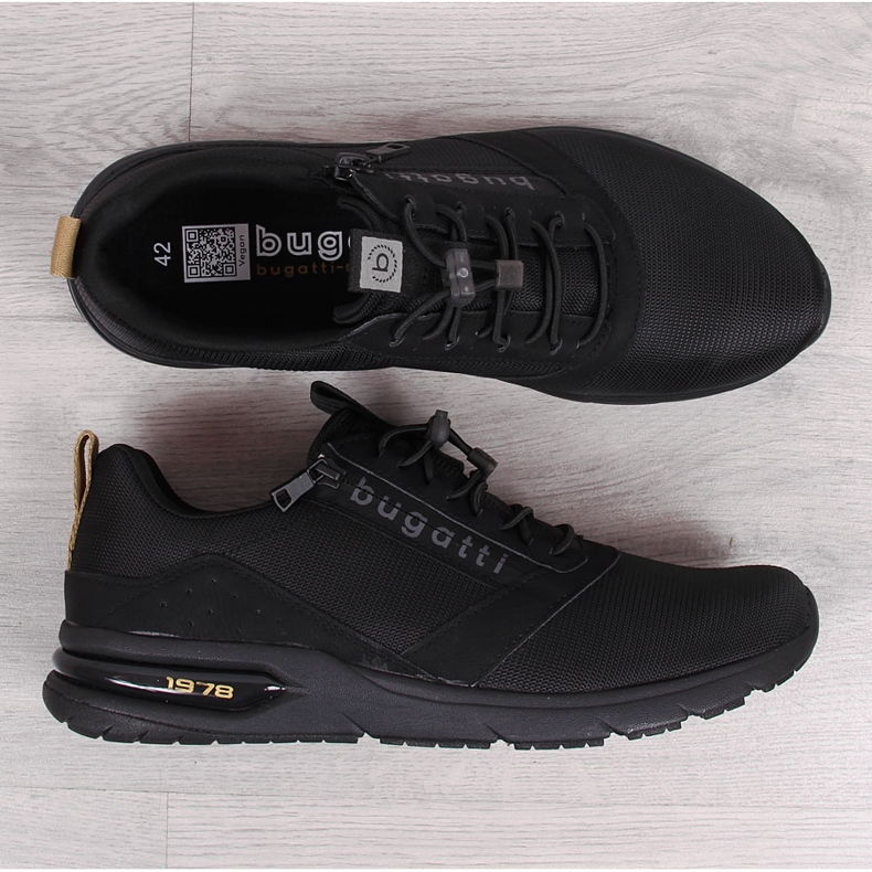 Sapatos casuais masculinos Bugatti pretos 1