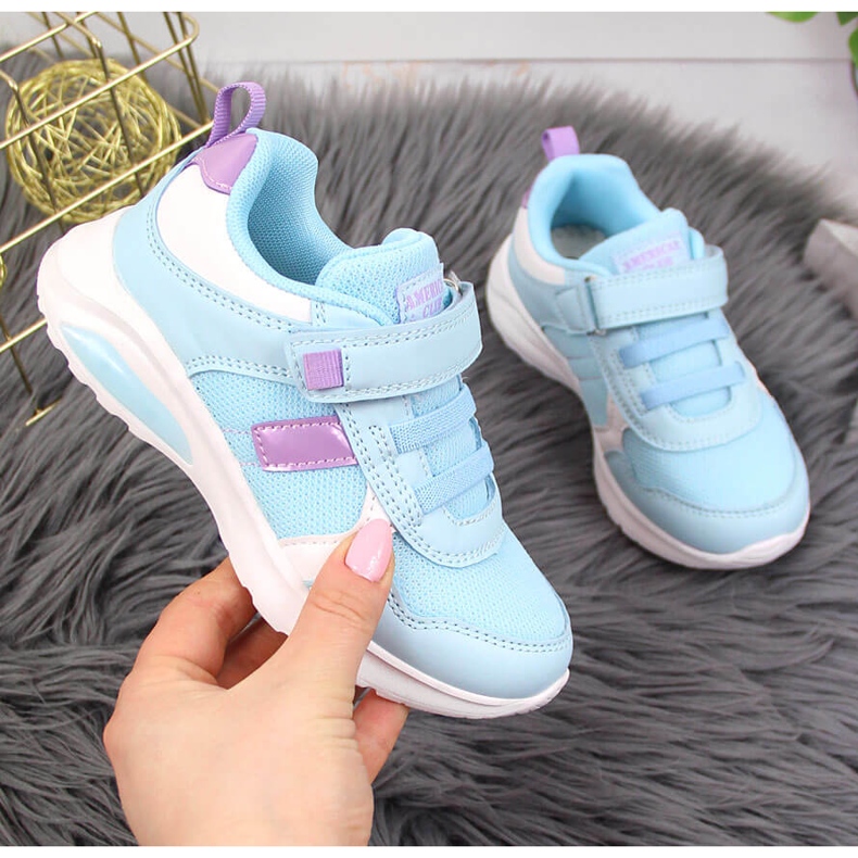 Sapatos desportivos de menina com velcro azul American Club 1