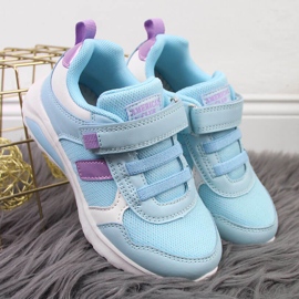 Sapatos desportivos de menina com velcro azul American Club 2 Sapatos desportivos de menina com velcro azul American Club 2