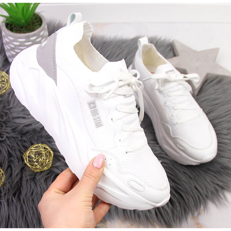 Sapatos esportivos de plataforma branca femininos Big Star JJ274604 branco 1