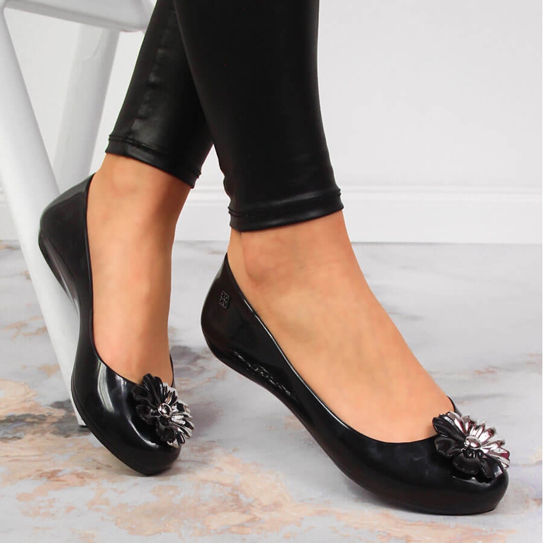 Bailarinas femininas meliski com uma flor preta Zaxy JJ285048 preto 1 Bailarinas femininas meliski com uma flor preta Zaxy JJ285048 preto 1