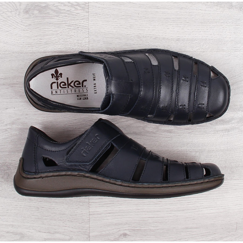 Sapatos de verão de velcro para homens Rieker 05279-14 preto 1