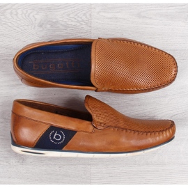 Mocassins masculinos de couro marrom Bugatti JJ153094 1