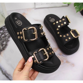 Chinelos femininos com rebites preto Bugatti JJ253070 1 Chinelos femininos com rebites preto Bugatti JJ253070 1