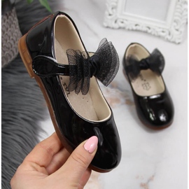 Bailarinas para menina com velcro e laço, preto Vinceza 1