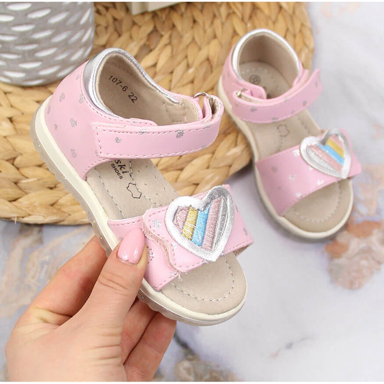 S.Barski Sandálias de menina com velcro rosa S. Barski 1