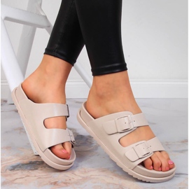 S.Barski Chinelos femininos de borracha com fivelas bege S. Barski 1