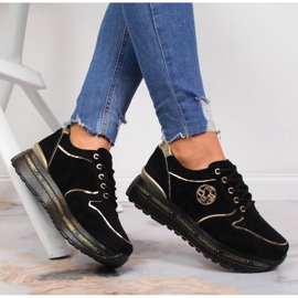 Couro esportivo feminino em plataforma preta Filippo preto 1