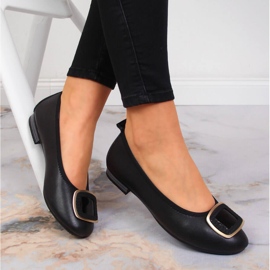 Bailarinas femininas de couro preto Filippo 1