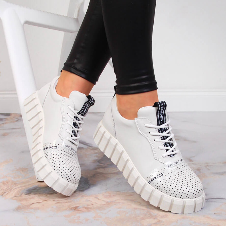 Sapatos femininos de couro na plataforma branca Artiker branco 1