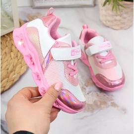 News Sapatos desportivos de menina sola brilhante rosa NOTÍCIAS branco 1