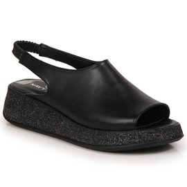 Sandálias pretas femininas na plataforma Navy Dot preto 2